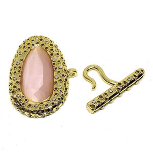 Chiusure in Ottone Multi filo Con Pietre Occhi di Gatto Rosa 25x38mm