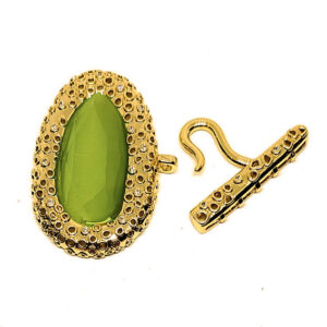 Chiusure in Ottone Multi filo Con Pietre Occhi di Gatto Verde 25x38mm