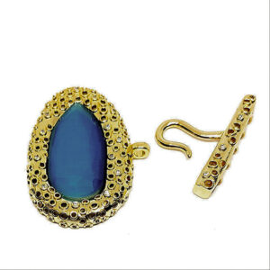 Chiusure in Ottone Multi filo Con Pietre Occhi di Gatto Azzurra 25x38mm