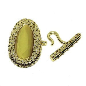 Chiusure in Ottone Multi filo Con Pietre Occhi di Gatto Giallo Lime 25x38mm