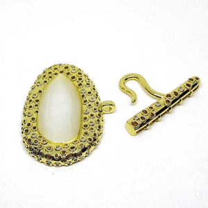 Chiusure in Ottone Multi filo Con Pietre Occhi di Gatto Bianca 25x38mm