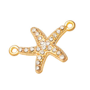 Distanziatori in Ottone Stella Marina con Strass Oro 23x16mm