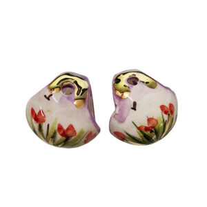 Ceramica di Caltagirone Coffe Siciliane Piccole Sfondo Lilla con Tulipani foglia d'Oro 28x28mm (107)