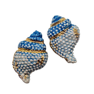 Ceramica di Caltagirone Lumaghino Azzurro Foglia Oro 20x35mm circa (121-AZ)