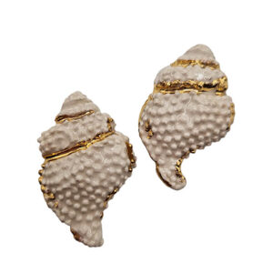 Ceramica di Caltagirone Lumaghino Bianco Foglia Oro 20x35mm circa (120-BN)