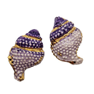 Ceramica di Caltagirone Lumaghino Viola Foglia Oro 20x35mm circa (123-VL)
