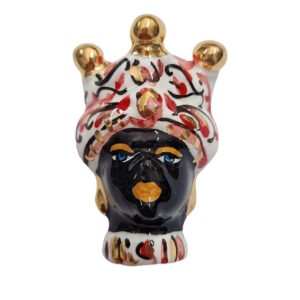 Ceramica di Caltagirone Mori Re Nero Verus Bianco e Rosso 50x70mm (BR)