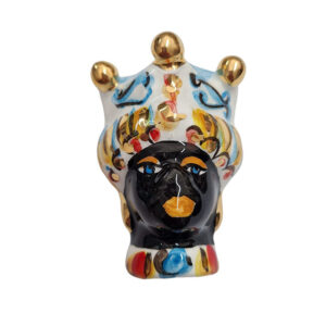 Ceramica di Caltagirone Mori Re Nero Verus Azzurro Oro 50x70mm (AZ)