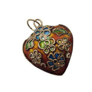 Ciondoli Cloisonne Decorate a Mano Cuore Arancio 20mm (CNCN007-AR)