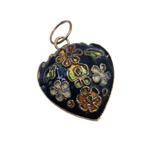 Ciondoli Cloisonne Decorate a Mano Cuore Nero 20mm (CNCN007-NR)