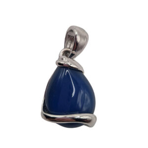 Ciondoli in Acciaio Con Pietra Agata Blu Incastonata 20x25mm ((CNAC0676)