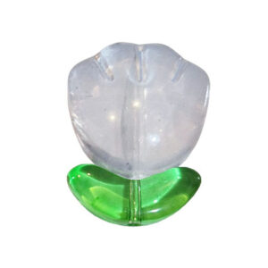 Componenti in Vetro Fiorellino con Foglioline Celeste 15x20mm (006-CL)