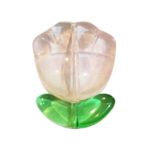 Componenti in Vetro Fiorellino con Foglioline Rosa 15x20mm (006-RO)