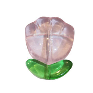 Componenti in Vetro Fiorellino con Foglioline Lilla 15x20mm (006-LL)