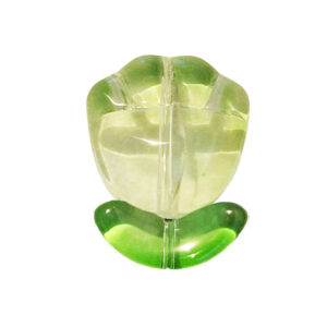 Componenti in Vetro Fiorellino con Foglioline Verde 15x20mm (006-VD)