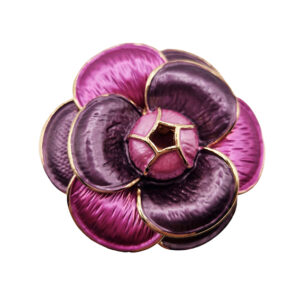 Spille in Ottone con Chiusura a Calamita Smaltate Fiore Fucsia 45mm