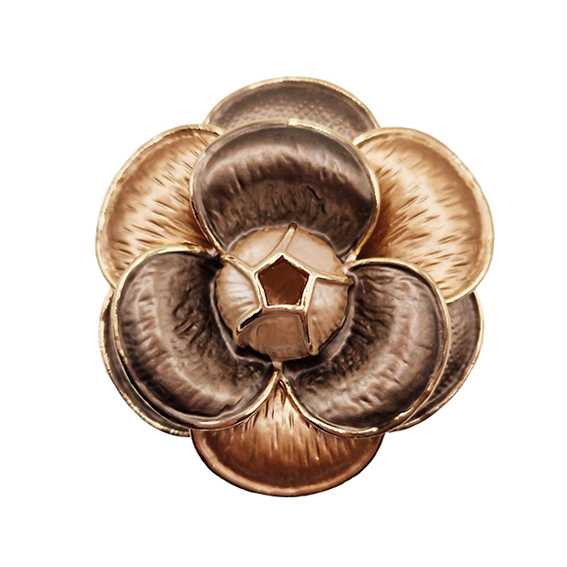Spille in Ottone con Chiusura a Calamita Smaltate Fiore Marrone 45mm