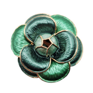 Spille in Ottone con Chiusura a Calamita Smaltate Fiore Verde 45mm