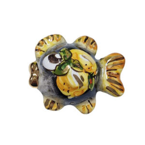 Ceramica di Caltagirone Pesce Palla Sfondo Nero Sfumato con Limoni 45x55mm (088)