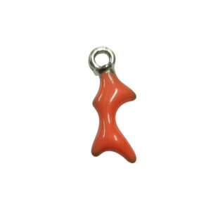 Ciondoli in Ottone Rametto di Corallo su base Silver Smaltato Corallo 7x20mm (CNOT008-CR)