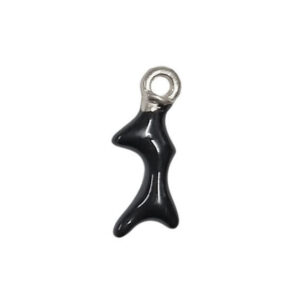 Ciondoli in Ottone Rametto di Corallo su base Silver Smaltato Nero 7x20mm (CNOT010-NR)