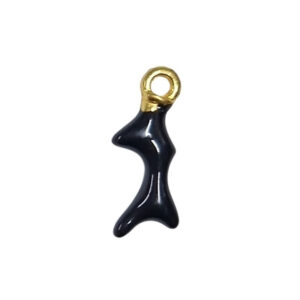 Ciondoli in Ottone Rametto di Corallo su base Oro Smaltato Nero 7x20mm (CNOT007-NR)