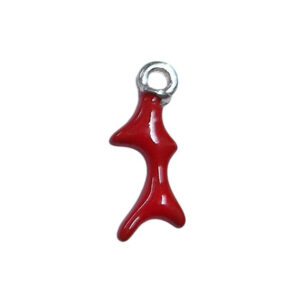 Ciondoli in Ottone Rametto di Corallo su base Silver Smaltato Rosso 7x20mm (CNOT009-RS)