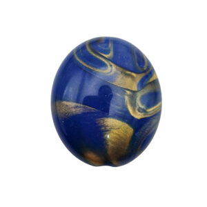 Componenti in Gomma Acrilica Ovale con Foro Passante 20x23mm Oro Blu Glitter (GMA477-003)