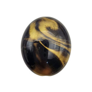 Componenti in Gomma Acrilica Ovale con Foro Passante 20x23mm Oro Nero Glitter (GMA477-006)