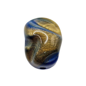 Componenti in Gomma Acrilica Sassolino con Foro Passante 17x23mm Oro Blu Glitter (GMA473-003)