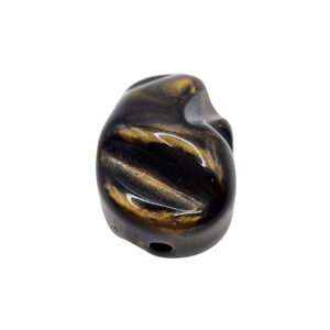 Componenti in Gomma Acrilica Sassolino con Foro Passante 17x23mm Oro Nero Glitter (GMA473-006)