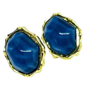 Perni in Ottone con Pietra in Vetro Blu 18x15mm (PROT048-BL)