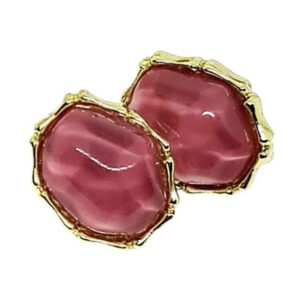Perni in Ottone con Pietra in Vetro Fucsia 18x15mm (PROT048-FC)
