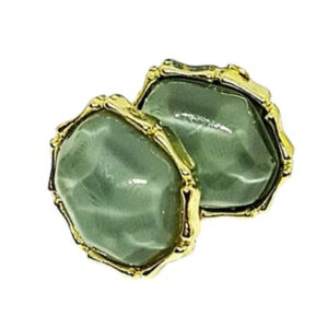 Perni in Ottone con Pietra in Vetro Verde 18x15mm (PROT048-VD)