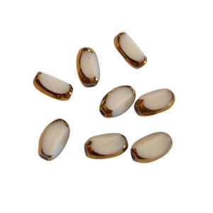 Pietre in Vetro Olivette Bianco Con Bordo Oro 4x6mm (PTVT065-006)
