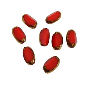 Pietre in Vetro Olivette Rosso Con Bordo Oro 4x6mm (PTVT065-008)