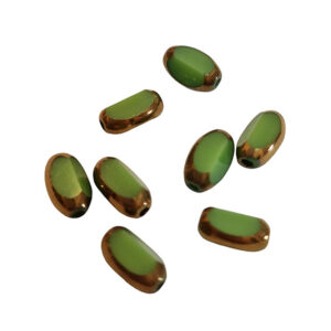 Pietre in Vetro Olivette Verde Con Bordo Oro 4x6mm (PTVT065-001)