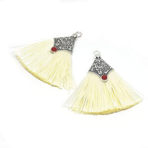 Tassel in Seta Ocre con Finali in Ottone Argento Lavorato 35mm (NPSET003-OC)