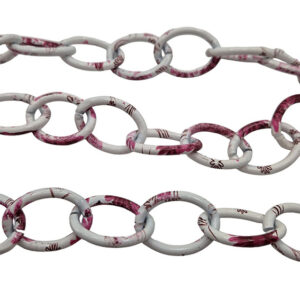 Catena in Alluminio Robusta Modello Ovale Colorata Bianco e Rosa 25x45mm (CTAL0052-109)