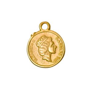 Ciondoli in Zama Monete Regina Elisabetta Oro 14mm (MNZM004-O)