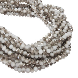Cipollotti in Vetro Bianco Bicolore con Argento 4x6mm (CPL102)