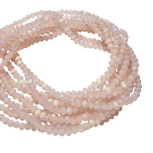 Cipollotti in Vetro Sfaccettato Rosa Opaco con Sfumature Bianco Ocre 3x4mm (CPL302)