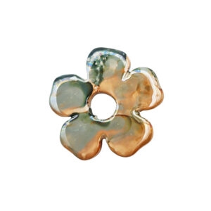 Componenti in Ceramica Greca Fiore Bicolore Arancio Verde Acqua 30mm (CRG114-114)