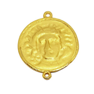 Distanziatori in Zama Amuleto Greco Testa di Medusa Oro 32mm (DSZM47-O)