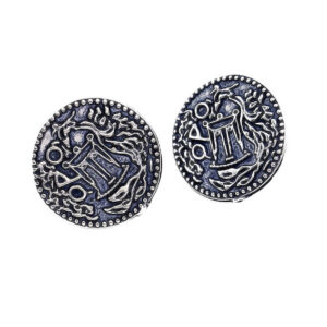 Orecchini in Zama Mito Antica Moneta Magna Grecia Silver 16mm Stile Piatto (364-O)