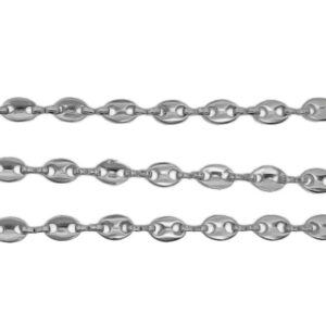Catena in Acciaio con Anelli Chicco di Caffè Silver 5x8mm (CTAC059-S)