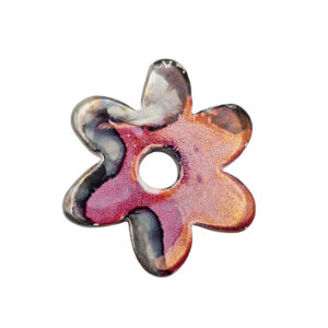 Componente di Ceramica Greca Fiore Grigio con Sfumature Rosse 48,5mm (CRG1064-093)