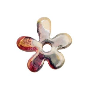 Componente di Ceramica Greca Fiore Irregolare Crema Rosso 30mm (CRG116-999CR)