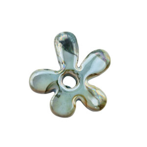 Componente di Ceramica Greca Fiore Irregolare Verde Acqua 30mm (CRG116-999VD)