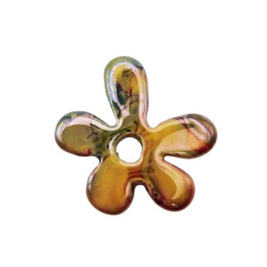 Componente di Ceramica Greca Fiore Irregolare Verde Arancio 30mm (CRG116-999VA)